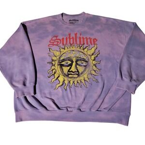 Sublime Sun Face Tie Dye Crewneck Sweatshirt Lavender Purple Sz S/M - Imperfect